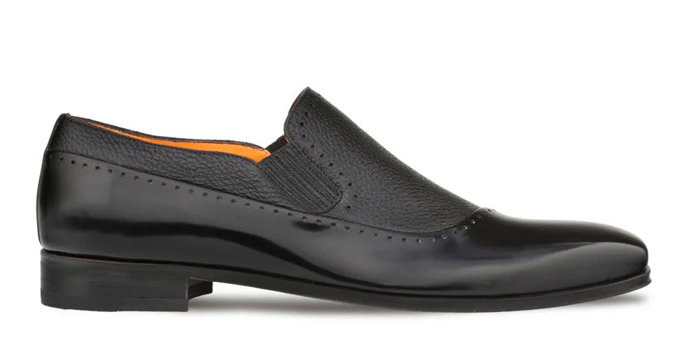 Mezlan Deerskin & Calfskin Slip-On Shoe Black