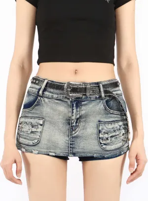 Micro Skort Denim Mini Skirt