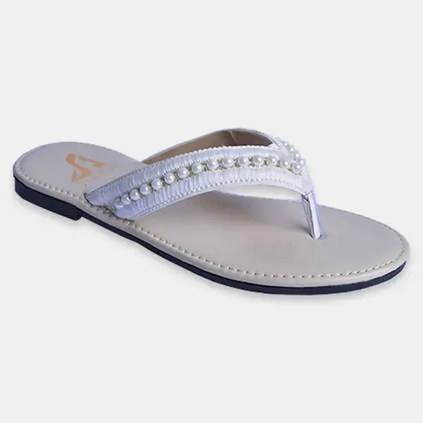 Neon Pearl Slippers White