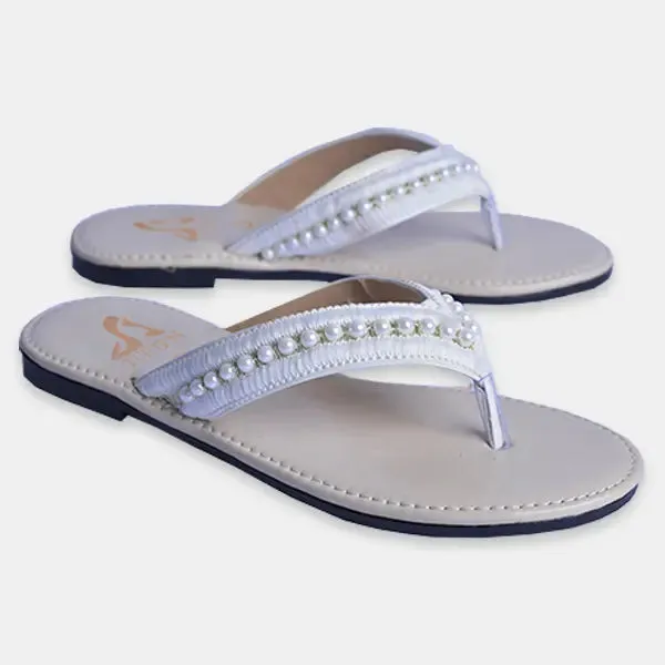 Neon Pearl Slippers White