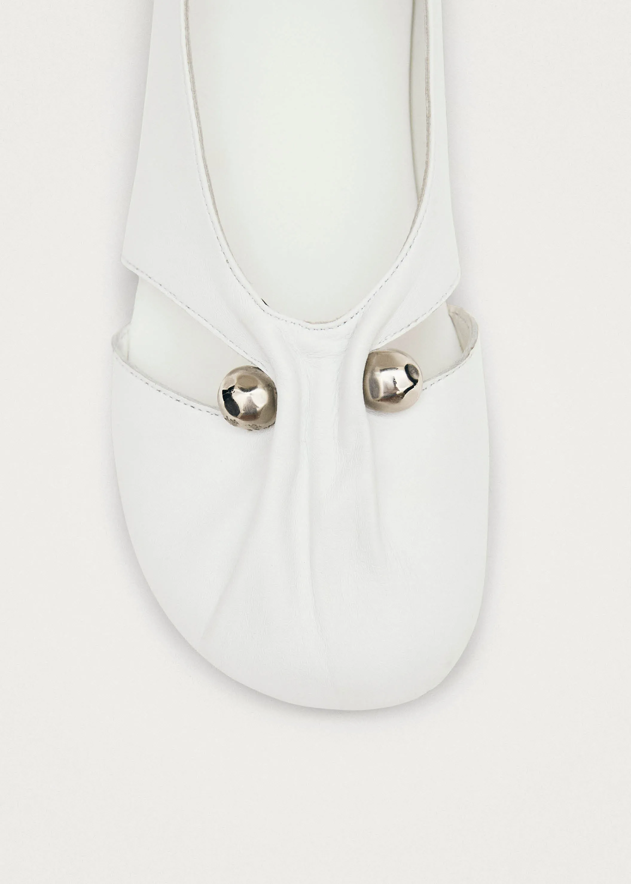 Ravena White Leather Ballet Flats