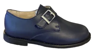 Shawn & Jeffery Boys Navy Leather Single Buckle Velcro Dress Shoe