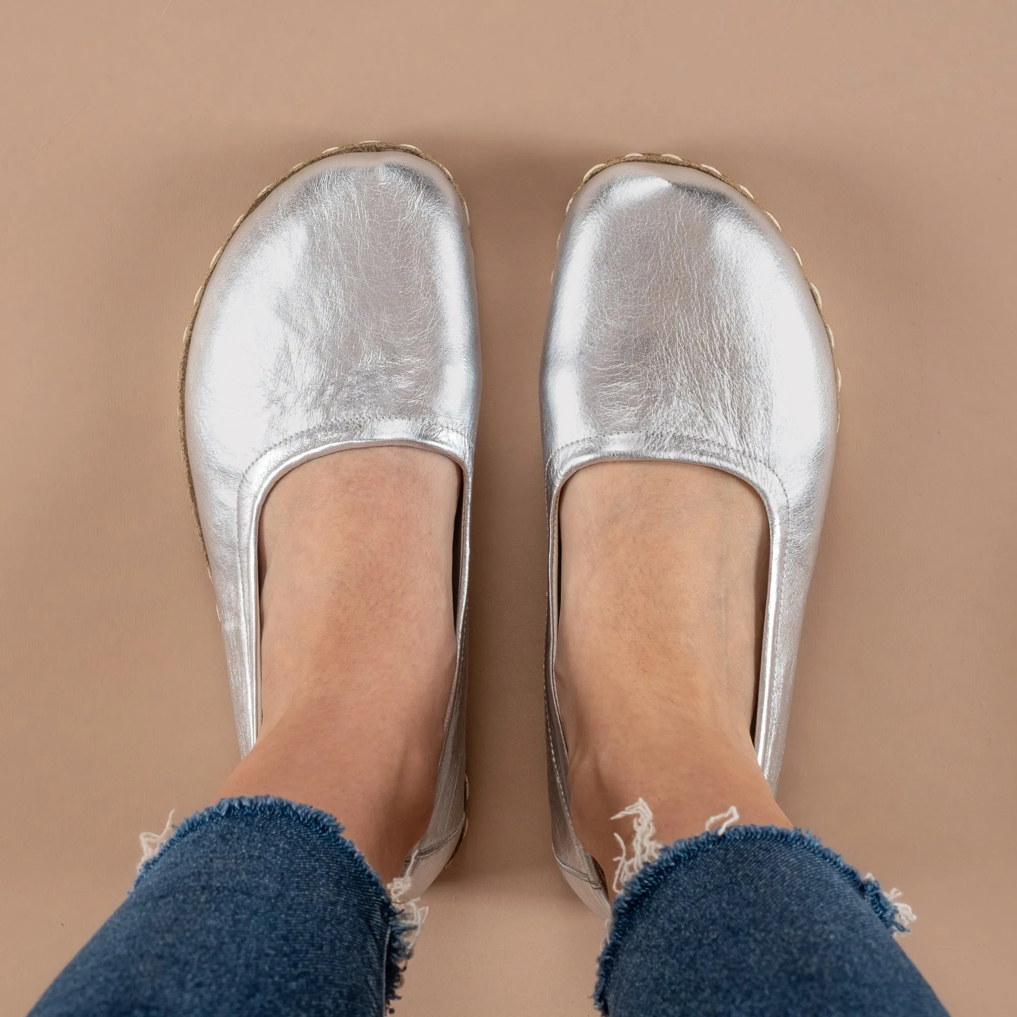 Silver Barefoot Ballet Flats