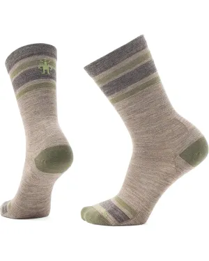 Smartwool Everyday Top Split Stripe Crew Socks in Taupe