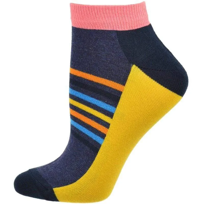 Striped Colorful Vibrant Ankle 2 Pr. Pack Cotton Socks