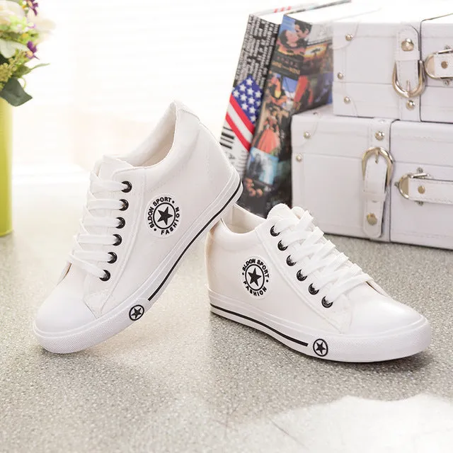 Summer Sneakers Wedges Canvas Shoes Women Casual Shoes Female Cute White Basket Stars Zapatos