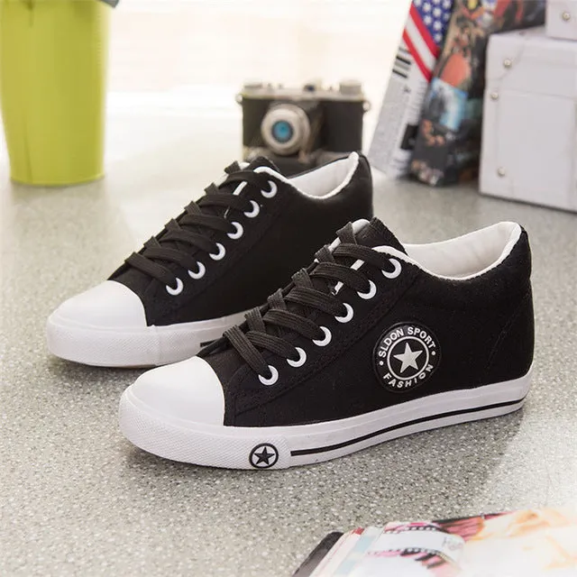 Summer Sneakers Wedges Canvas Shoes Women Casual Shoes Female Cute White Basket Stars Zapatos