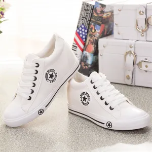 Summer Sneakers Wedges Canvas Shoes Women Casual Shoes Female Cute White Basket Stars Zapatos