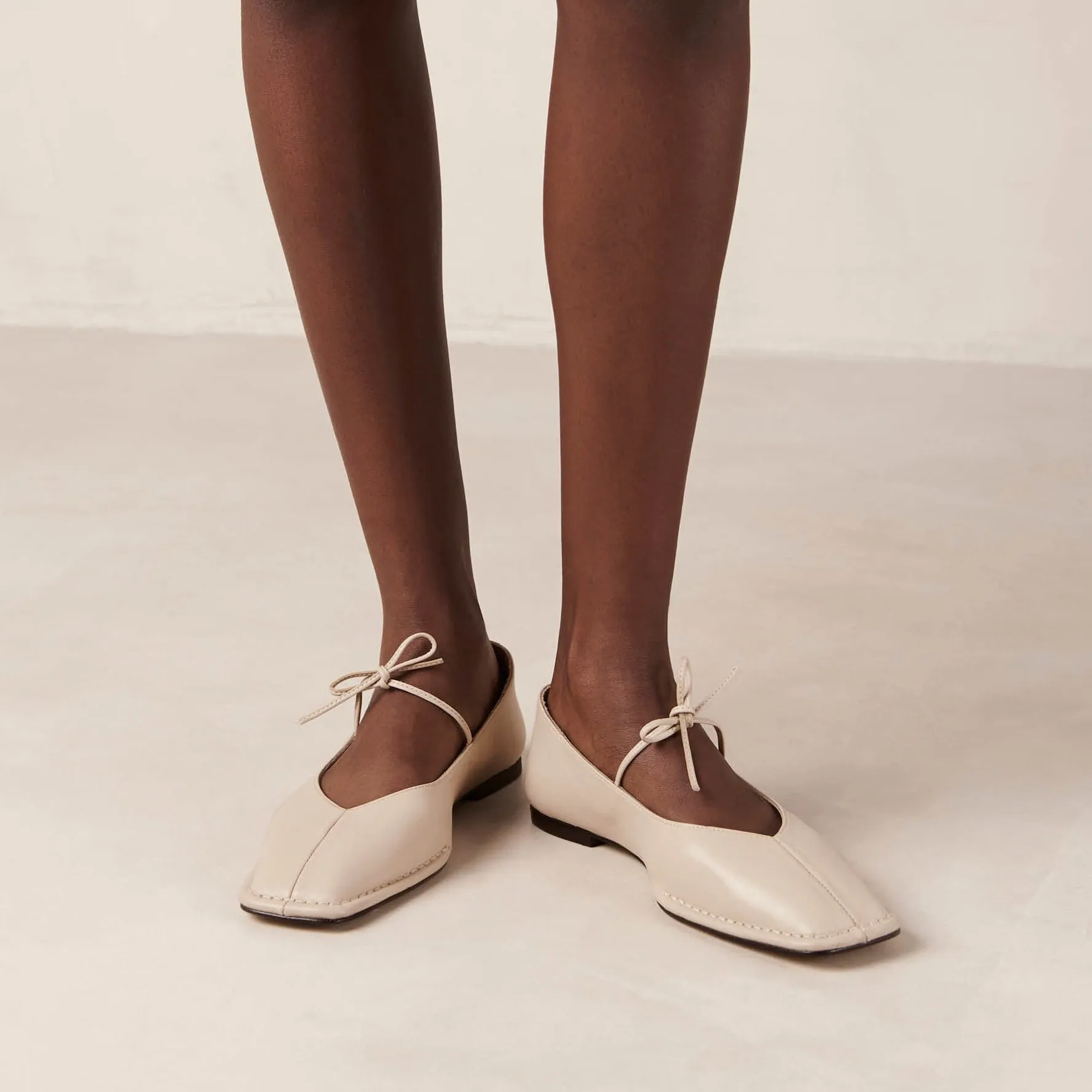 Sway Cream Leather Ballet Flats