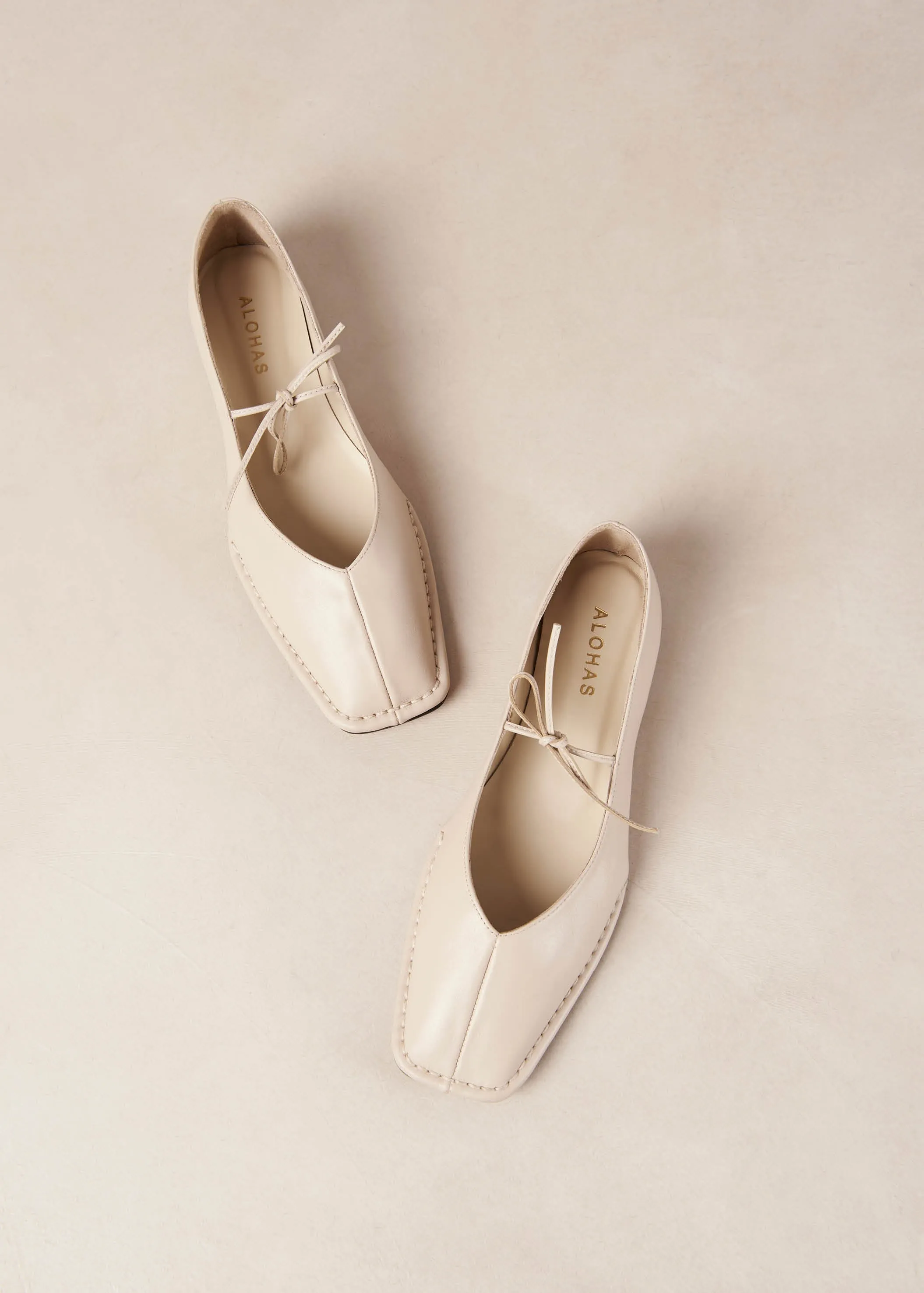 Sway Cream Leather Ballet Flats