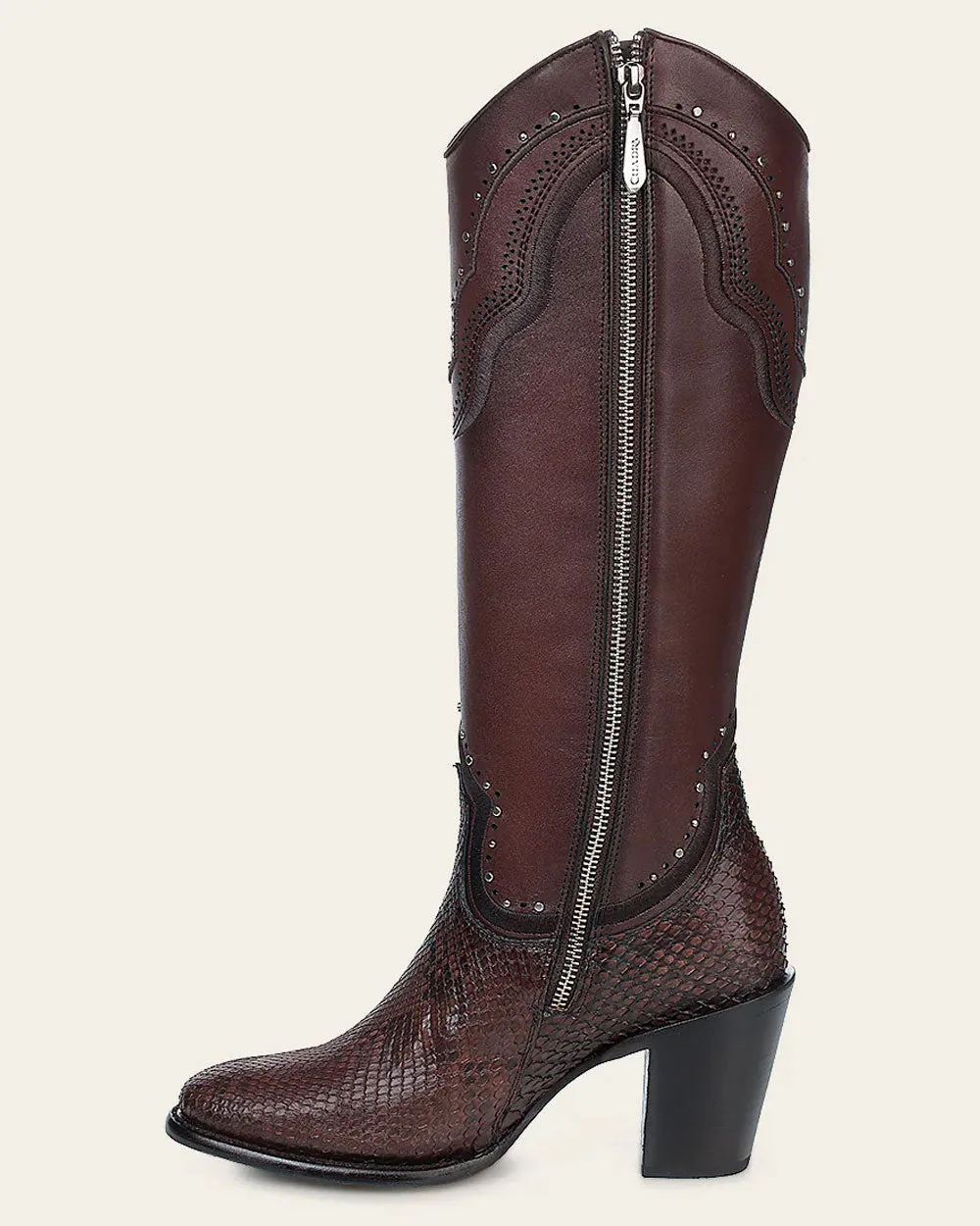 Tall western brown exotic boot