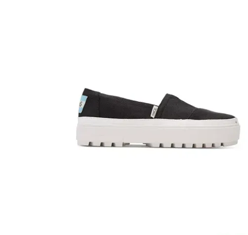 TOMS WOMENS ALPARGATA LUG BLACK HEAVY CANVAS (10016784)