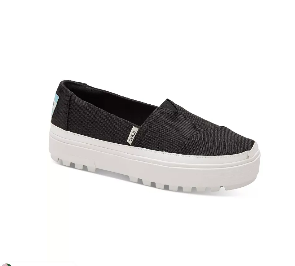 TOMS WOMENS ALPARGATA LUG BLACK HEAVY CANVAS (10016784)