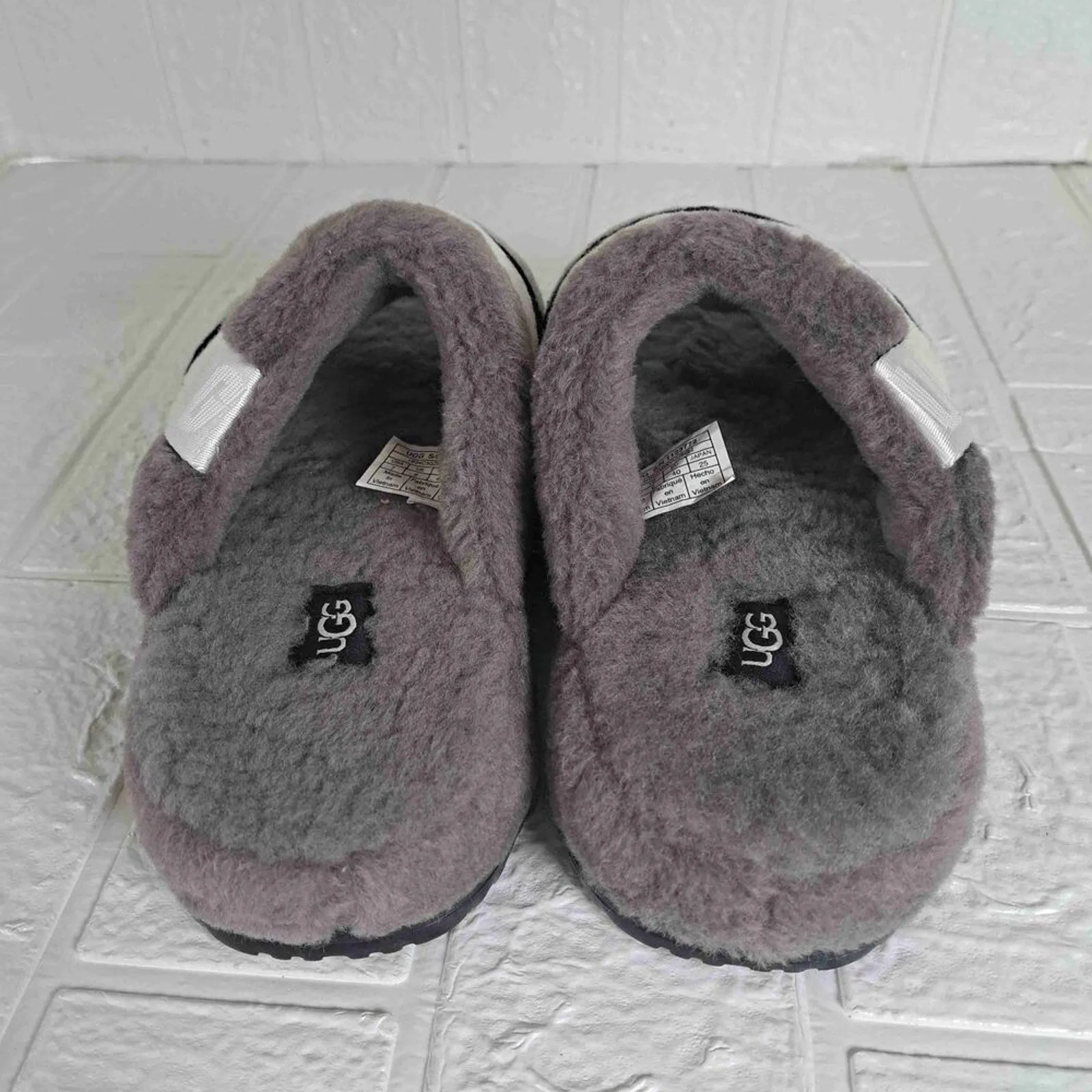 UGG Fluff You Slide Striped Open-Toe Lamb Fur Slippers