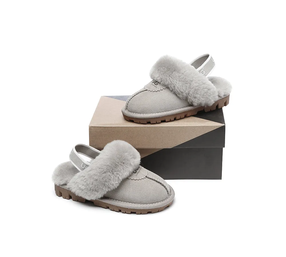 UGG Kids Slippers Sheepskin Wool Slingback Slippers Waffle Plus