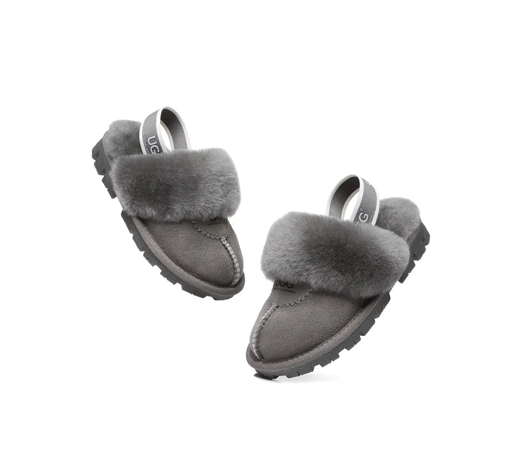 UGG Kids Slippers Sheepskin Wool Slingback Slippers Waffle Plus