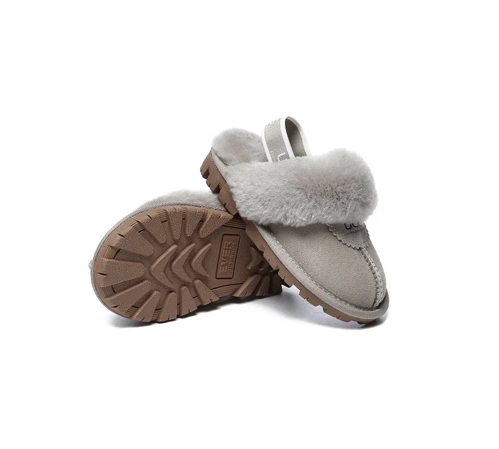 UGG Kids Slippers Sheepskin Wool Slingback Slippers Waffle Plus