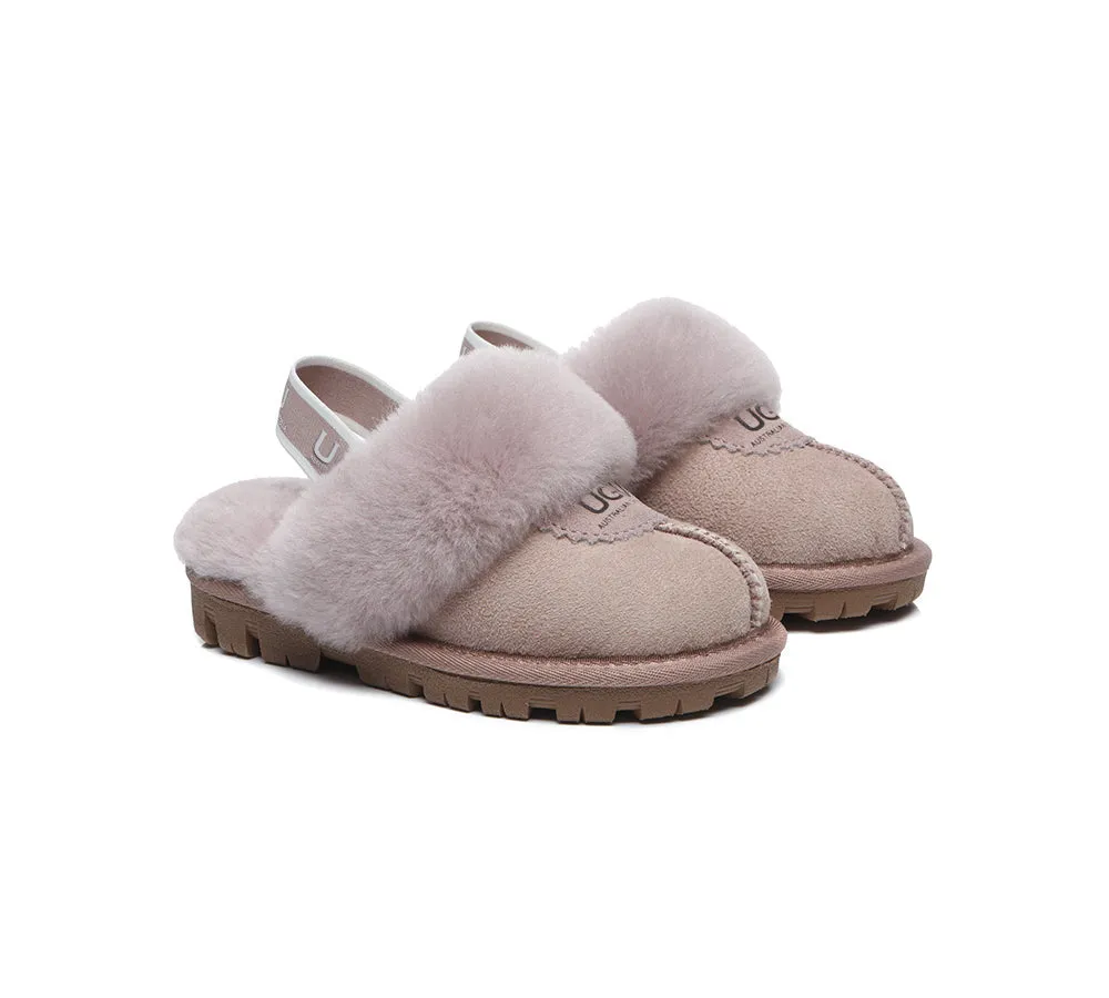 UGG Kids Slippers Sheepskin Wool Slingback Slippers Waffle Plus