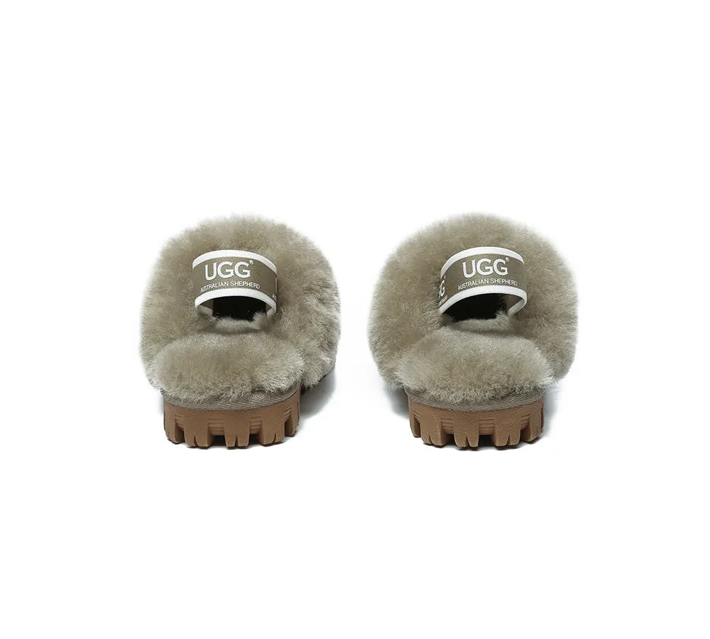 UGG Kids Slippers Sheepskin Wool Slingback Slippers Waffle Plus