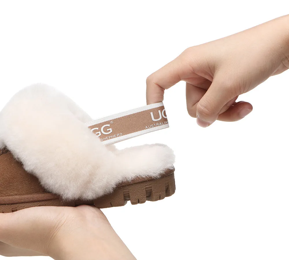 UGG Kids Slippers Sheepskin Wool Slingback Slippers Waffle Plus