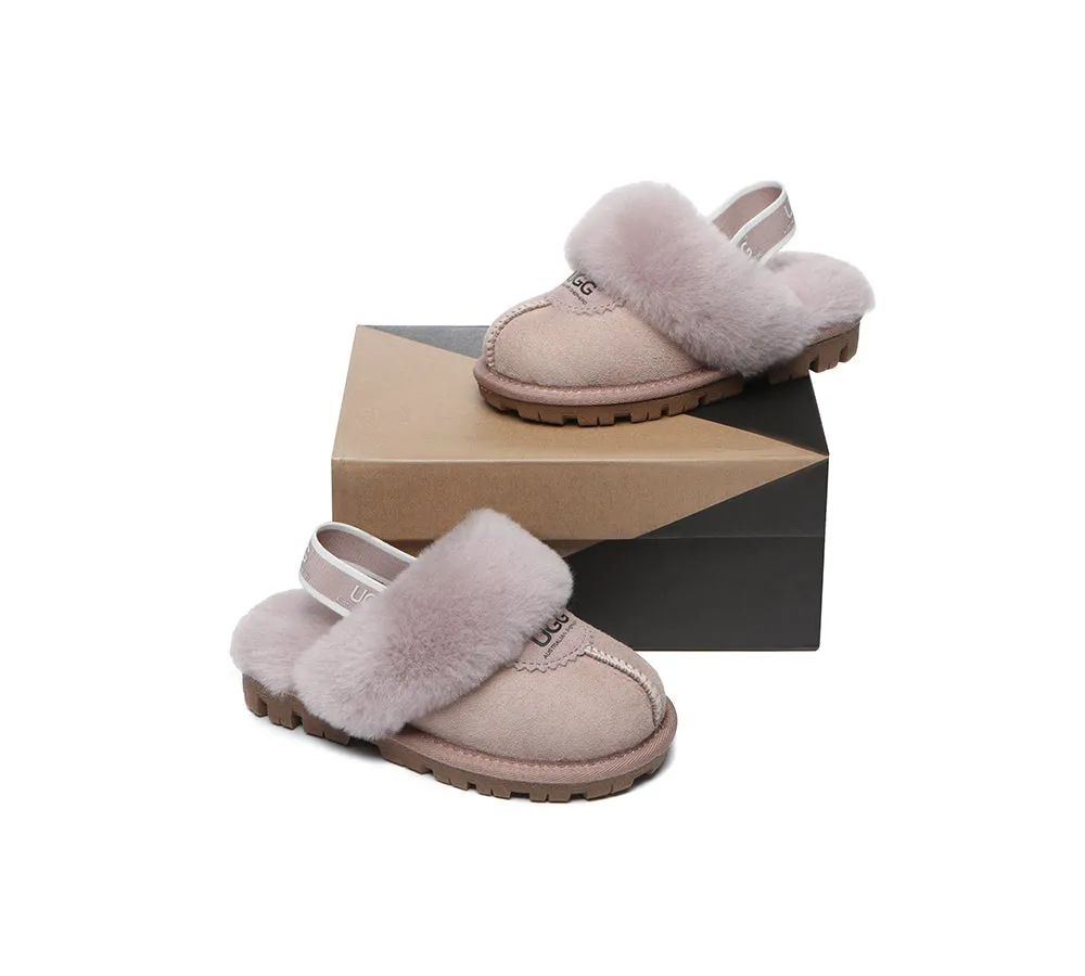 UGG Kids Slippers Sheepskin Wool Slingback Slippers Waffle Plus