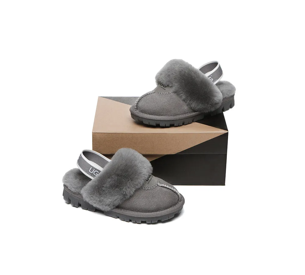 UGG Kids Slippers Sheepskin Wool Slingback Slippers Waffle Plus