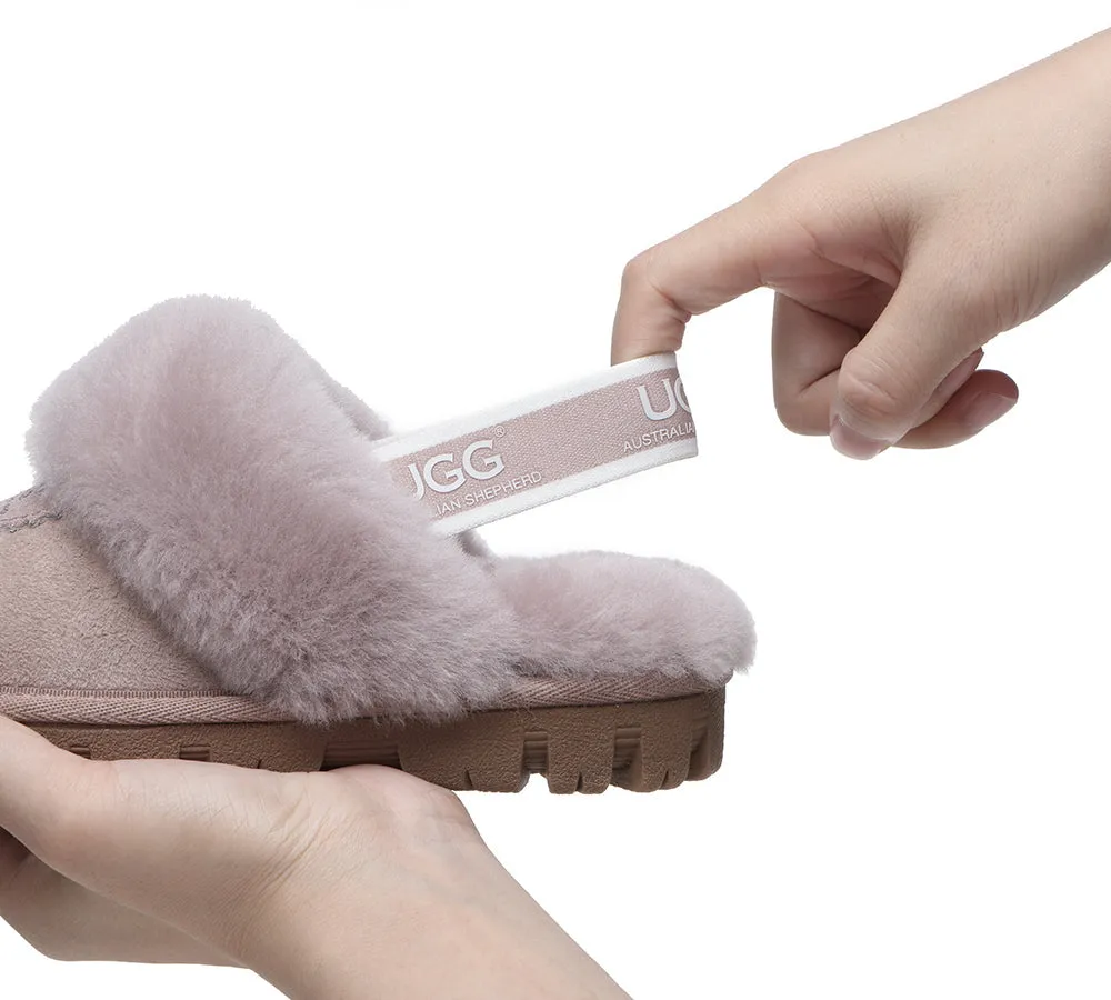 UGG Kids Slippers Sheepskin Wool Slingback Slippers Waffle Plus