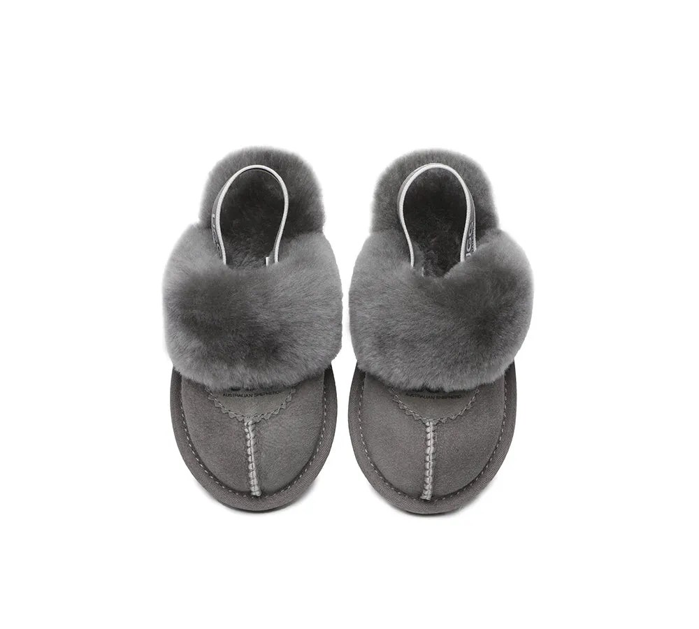 UGG Kids Slippers Sheepskin Wool Slingback Slippers Waffle Plus