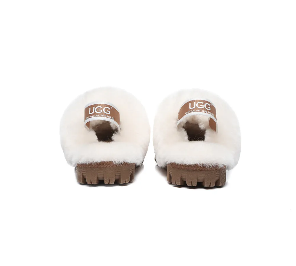 UGG Kids Slippers Sheepskin Wool Slingback Slippers Waffle Plus