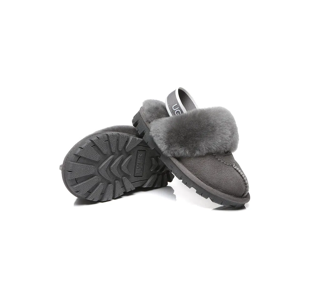 UGG Kids Slippers Sheepskin Wool Slingback Slippers Waffle Plus