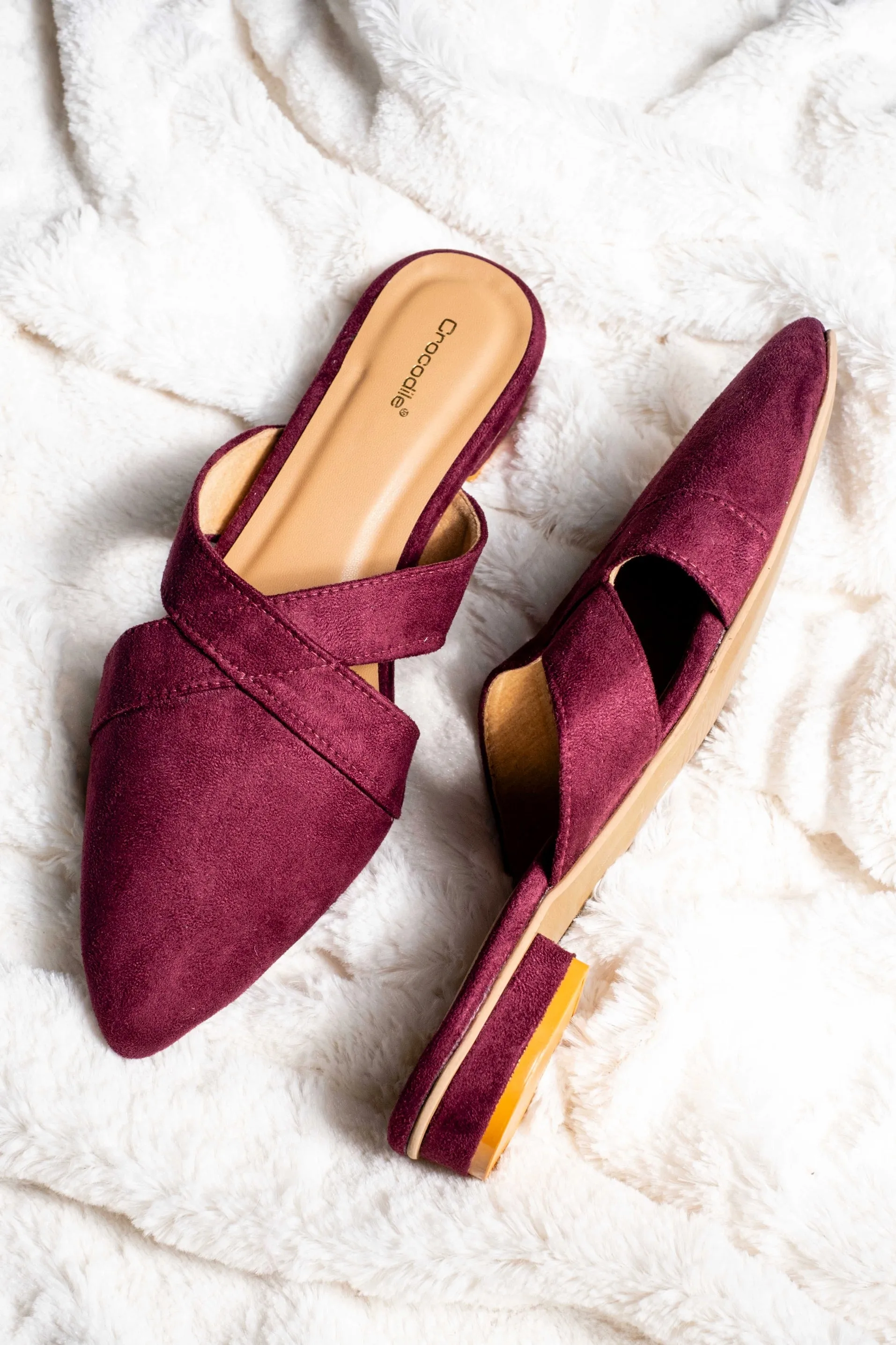 Viviana - Suede Mule Flats in Red