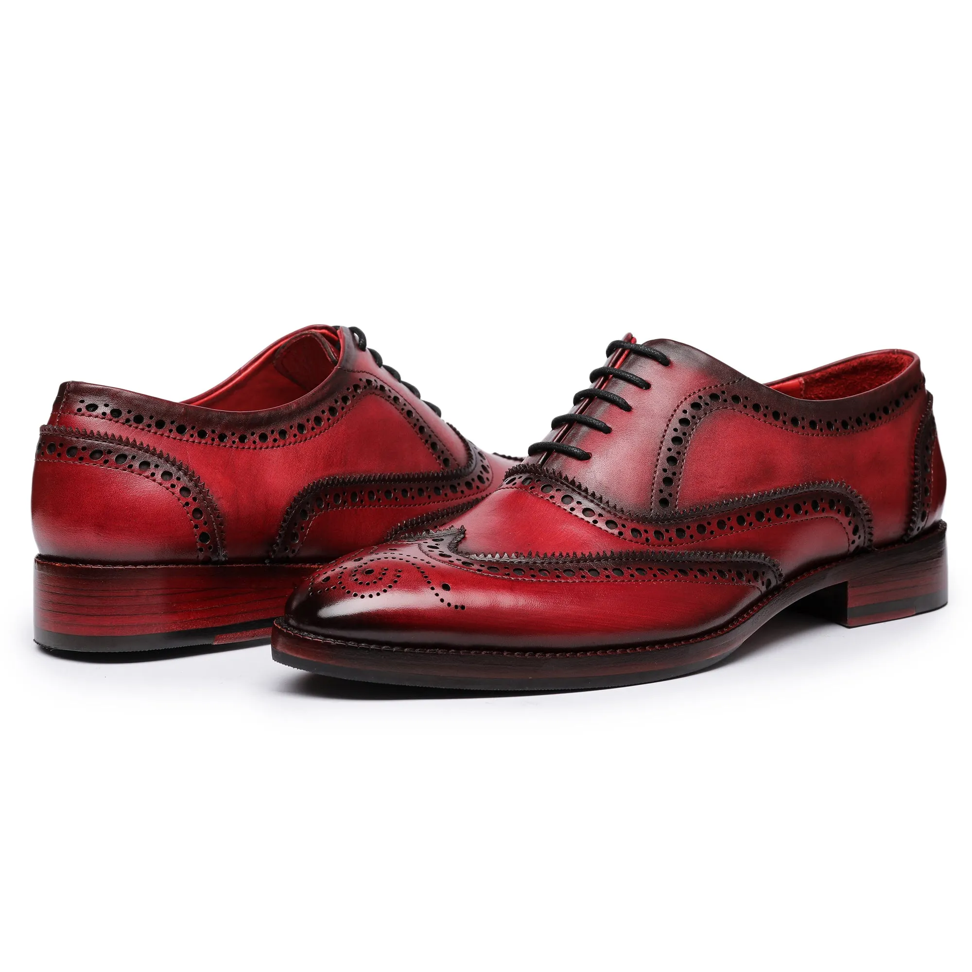 Wingtip Brogue Oxford- Wine Red