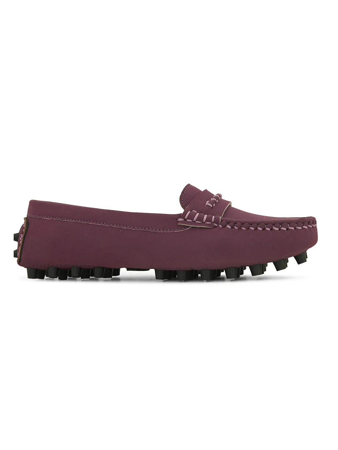 Women Solid Loafers With Thread Detailing