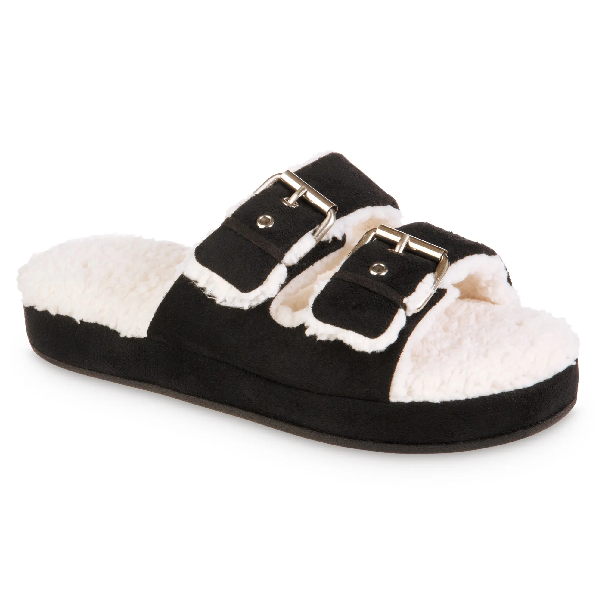 Women's Microsuede Double Buckle Slide Slippers