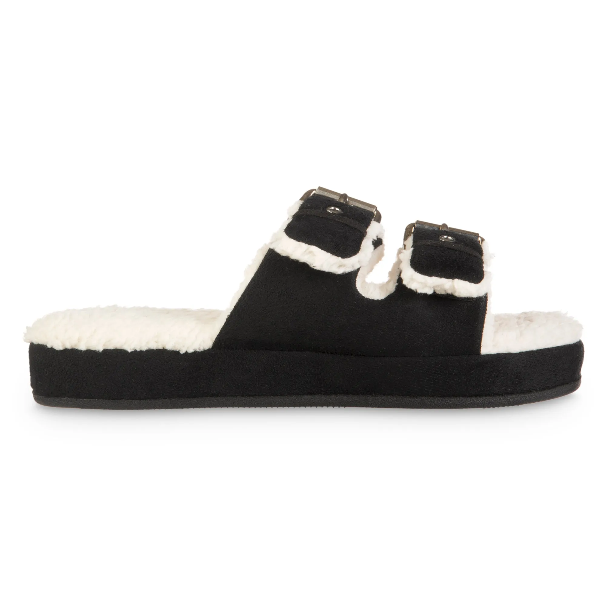 Women's Microsuede Double Buckle Slide Slippers